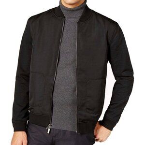 Ryan Seacrest Mens Distinction Mixed-Media Bomber Jacket NAVY S